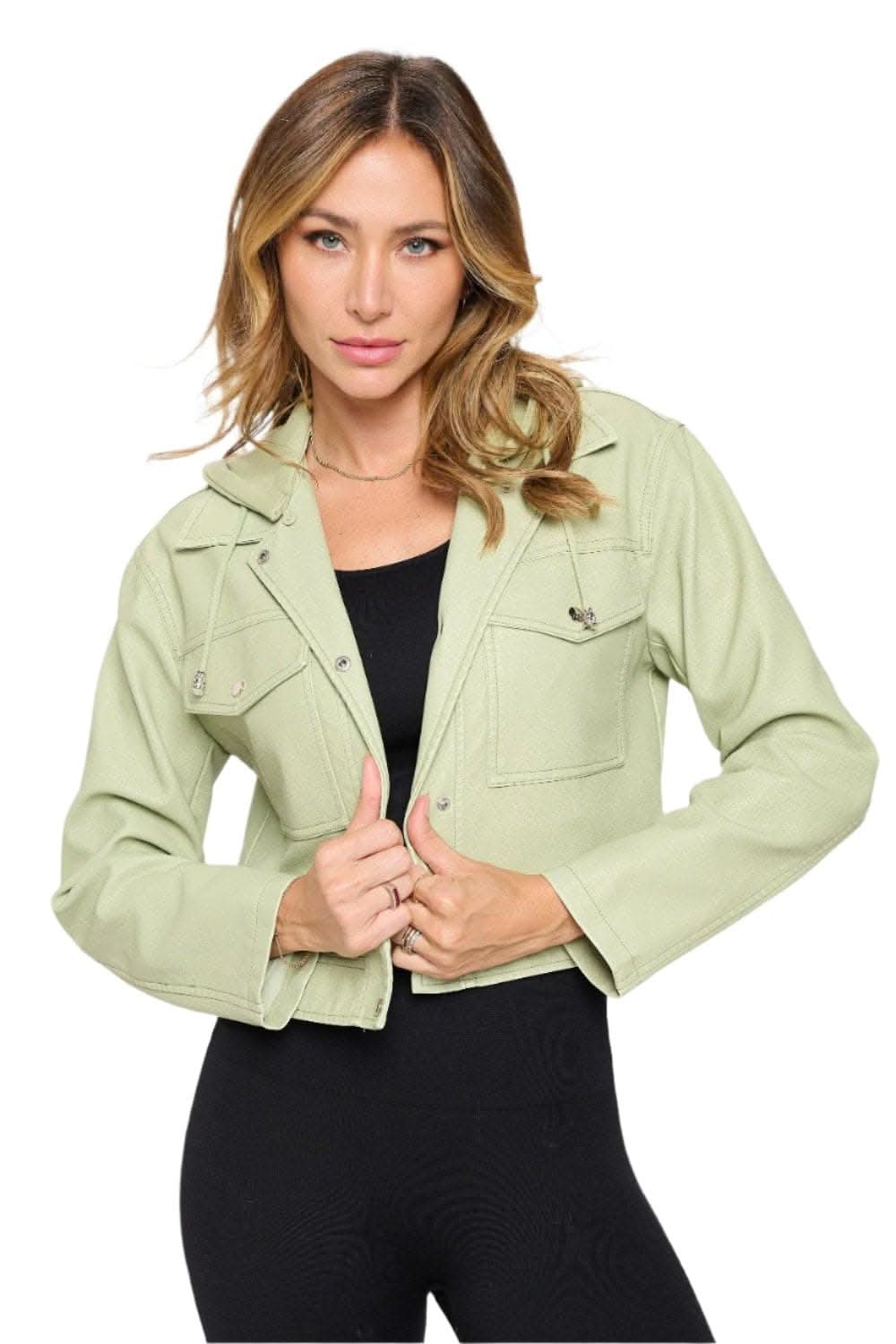 Chic cropped vegan leather jacket - Love Salve